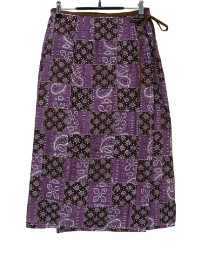OLIVE des OLIVE Quilted patch wrap skirt