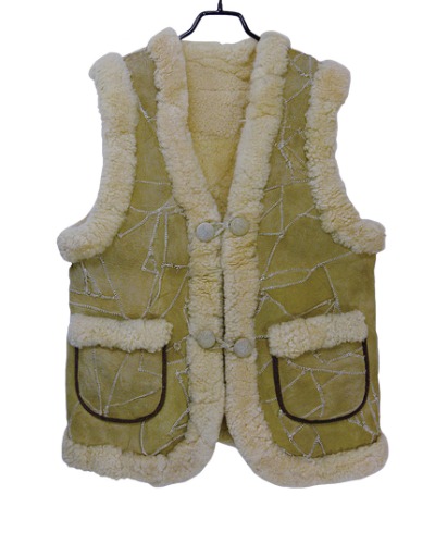 old vintage mouton patch vest