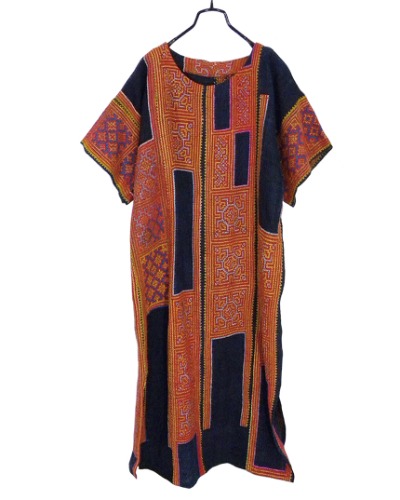 HAND MADE vintage ethnic style linen onepiece