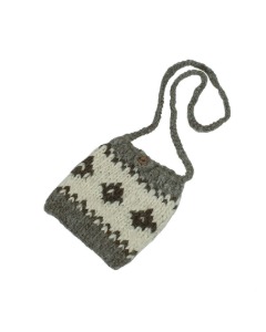vintage cowichan hand-knitted shoulder bag