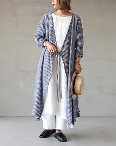 made in JAPAN R &amp; D.M.Co linen tie robe